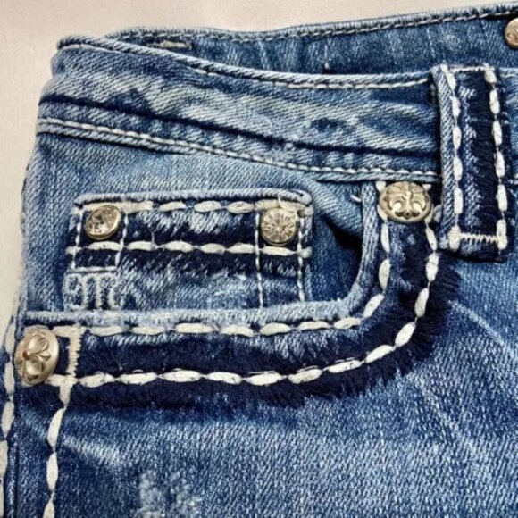 Miss Me Jeans Women's Sz 27 Blue Easy Boot JE5014E2R Missing Button Please Read - Picture 7 of 15